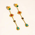 Bloomlight Drops 18K Gold Non-Tarnish Boho Gemstone Drop Earrings