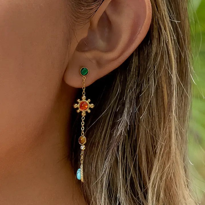 Bloomlight Drops 18K Gold Non-Tarnish Boho Gemstone Drop Earrings