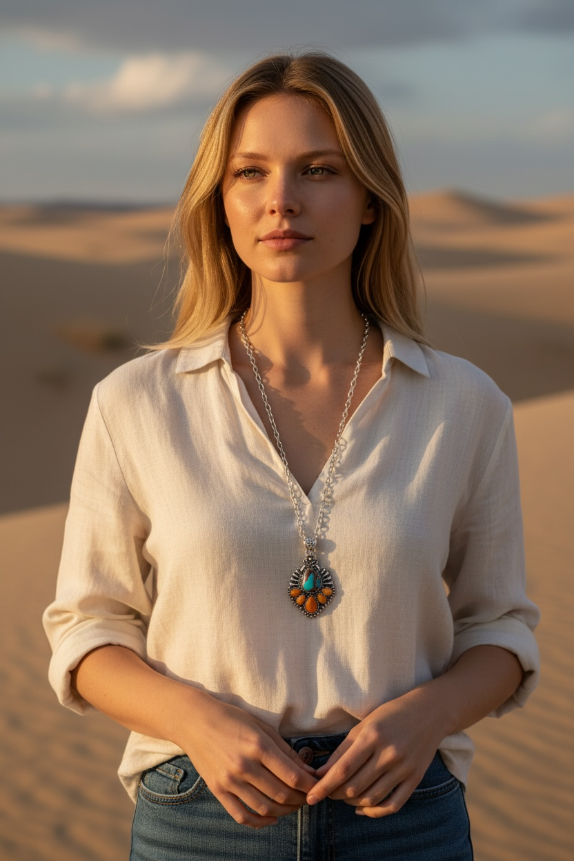 Heritage Teardrop Concho Necklace