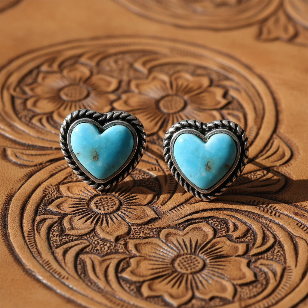 Prairie Sky Heart Studs