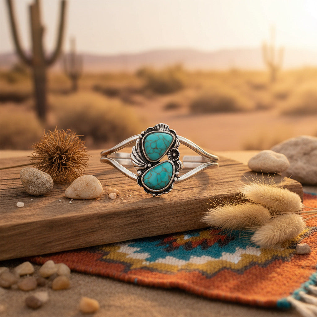 Mesa Sky Turquoise Concho Cuff  Bracelet