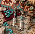 Boot & Rose Drop Earrings