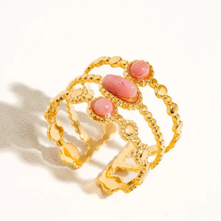Solar Halo Adjustable Ring with Natural Stone